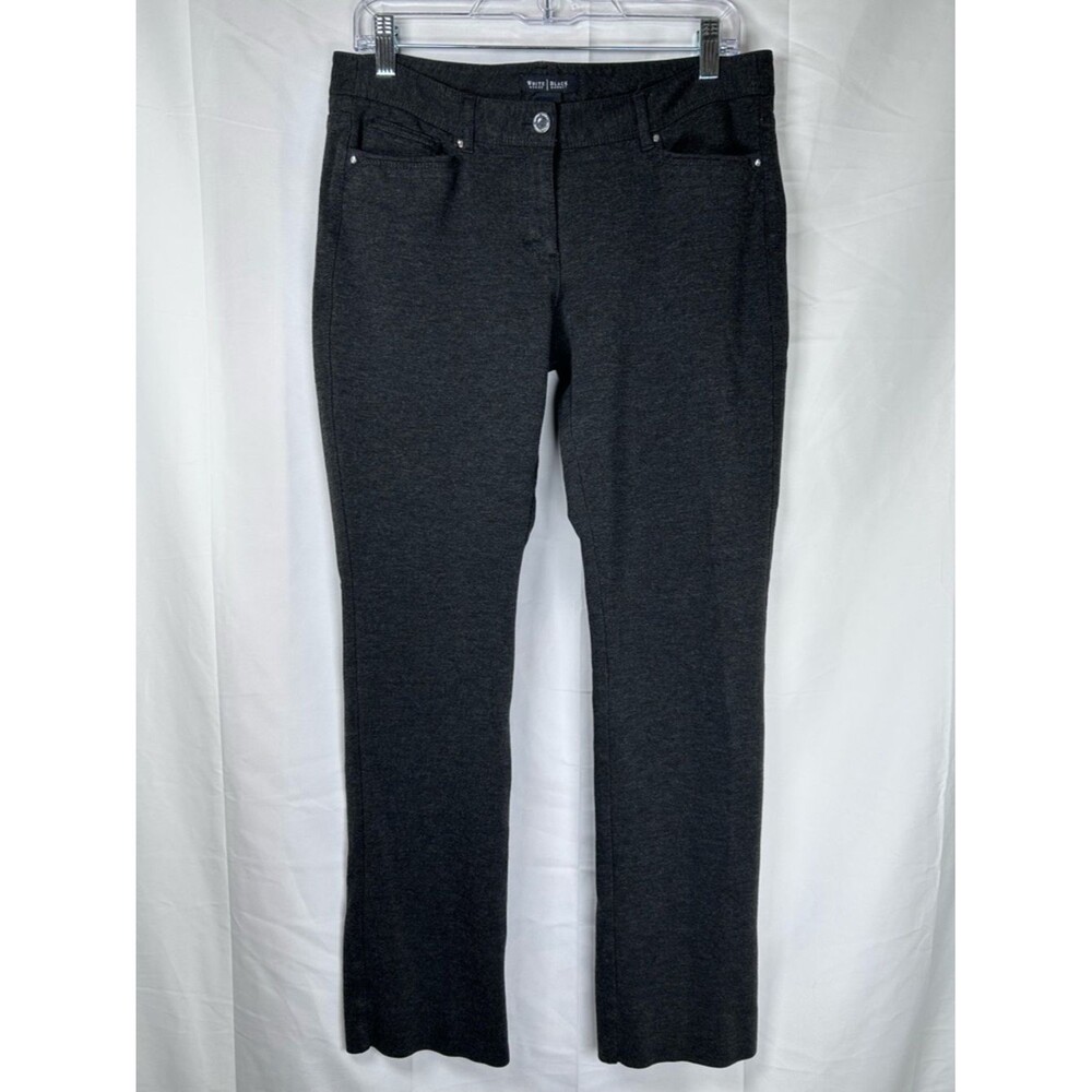 White House Black Market Slim Leg Pants 8R Grey Jersey Stretch Workwear